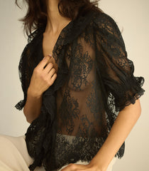 HENRI LACE TOP -- BLACK