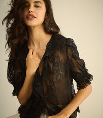 HENRI LACE TOP -- BLACK