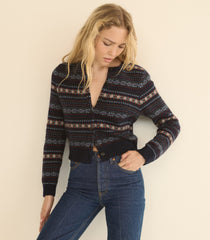 FAUSTINE CARDIGAN -- NAVY DASHWOOD FAIR ISLE