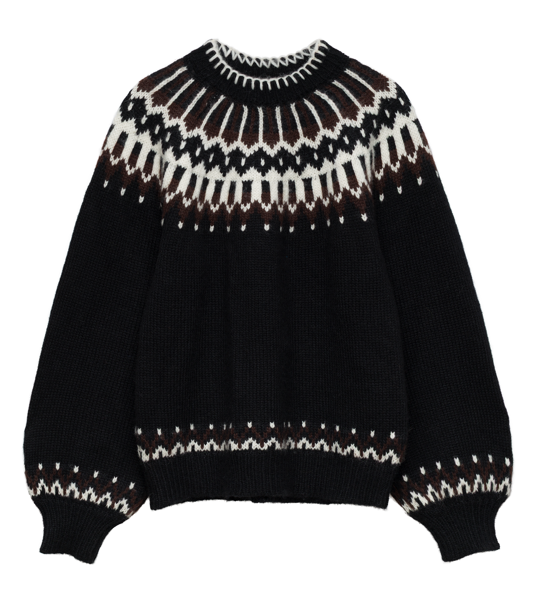 FIELD SWEATER -- BLACK ABERDEEN FAIR ISLE