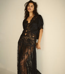 IDELLA SILK SATIN TOP -- BLACK