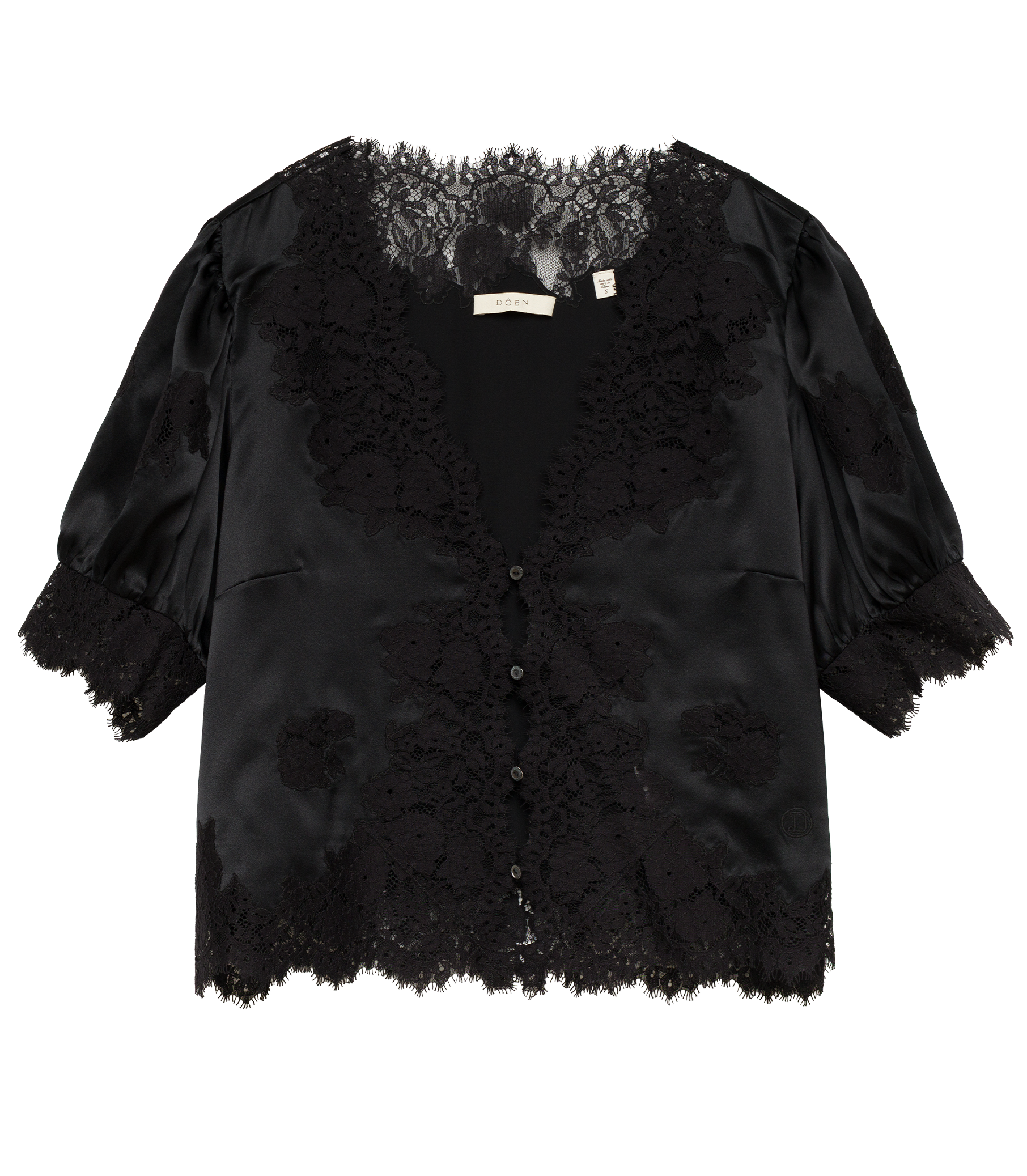 IDELLA SILK SATIN TOP -- BLACK