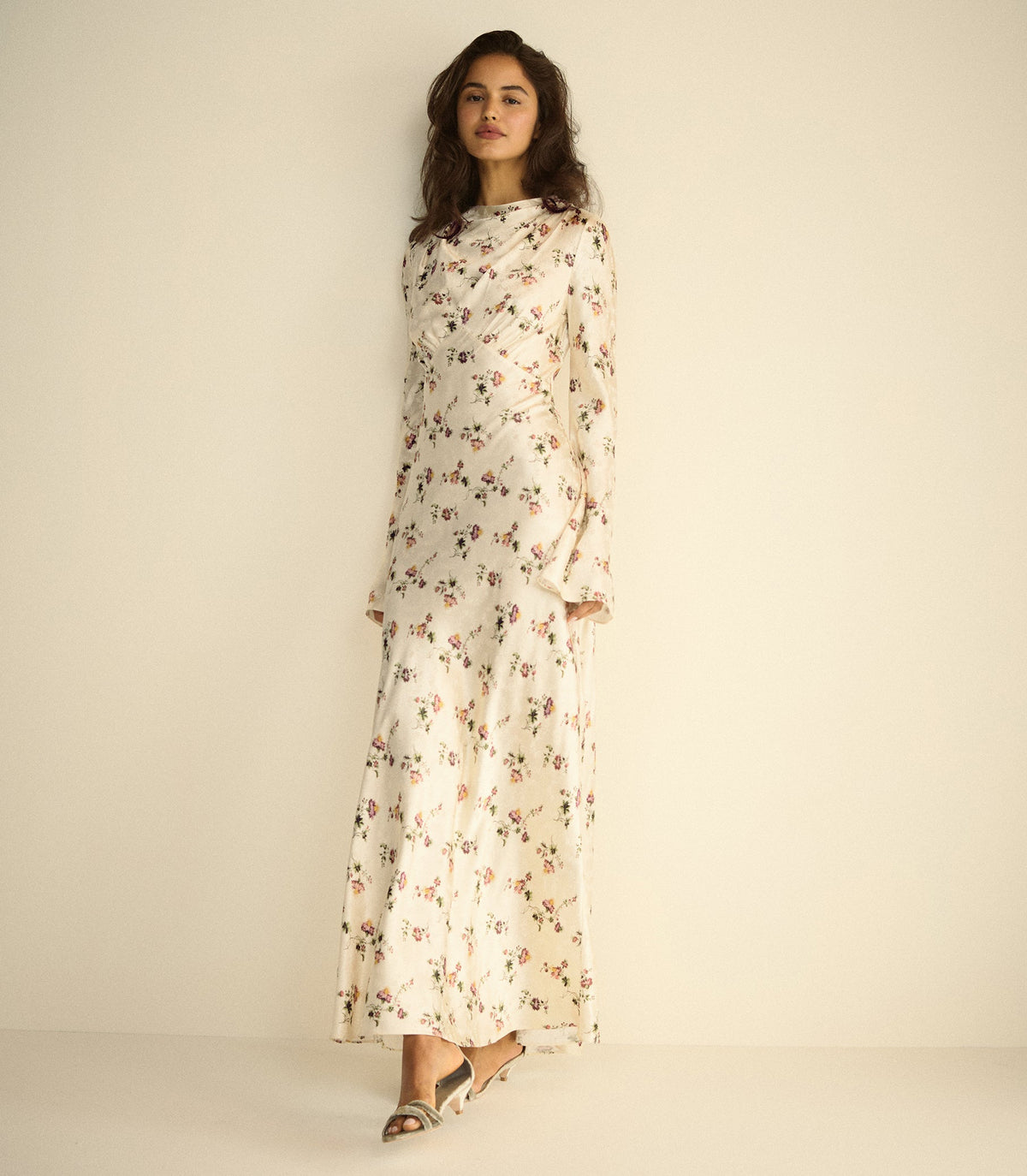 MELORA DRESS -- CREME HILLSIDE THISTLES