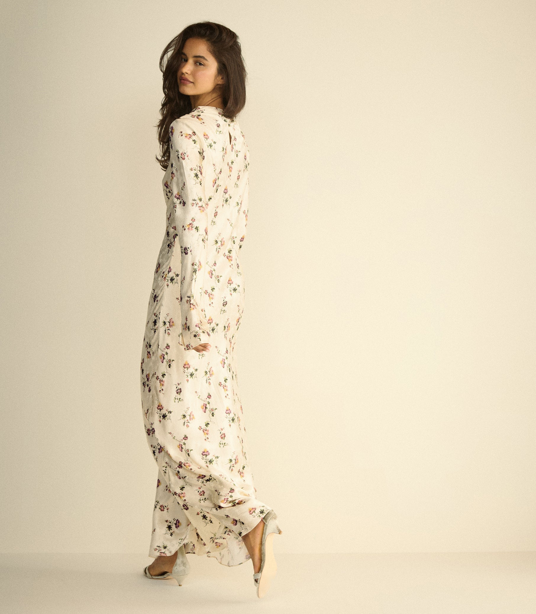 MELORA DRESS -- CREME HILLSIDE THISTLES