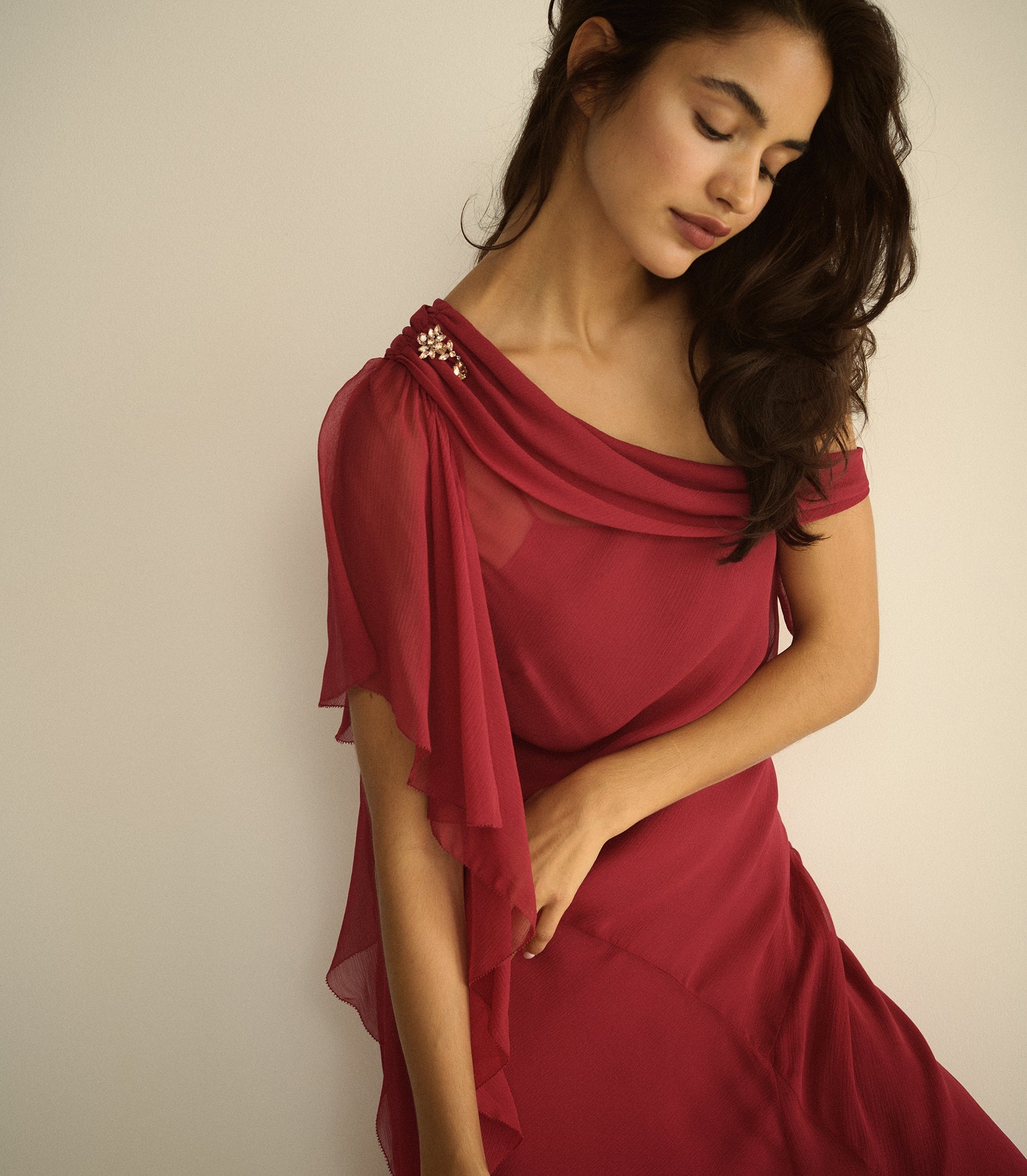 ODESSA DRESS -- RED SNAPDRAGON