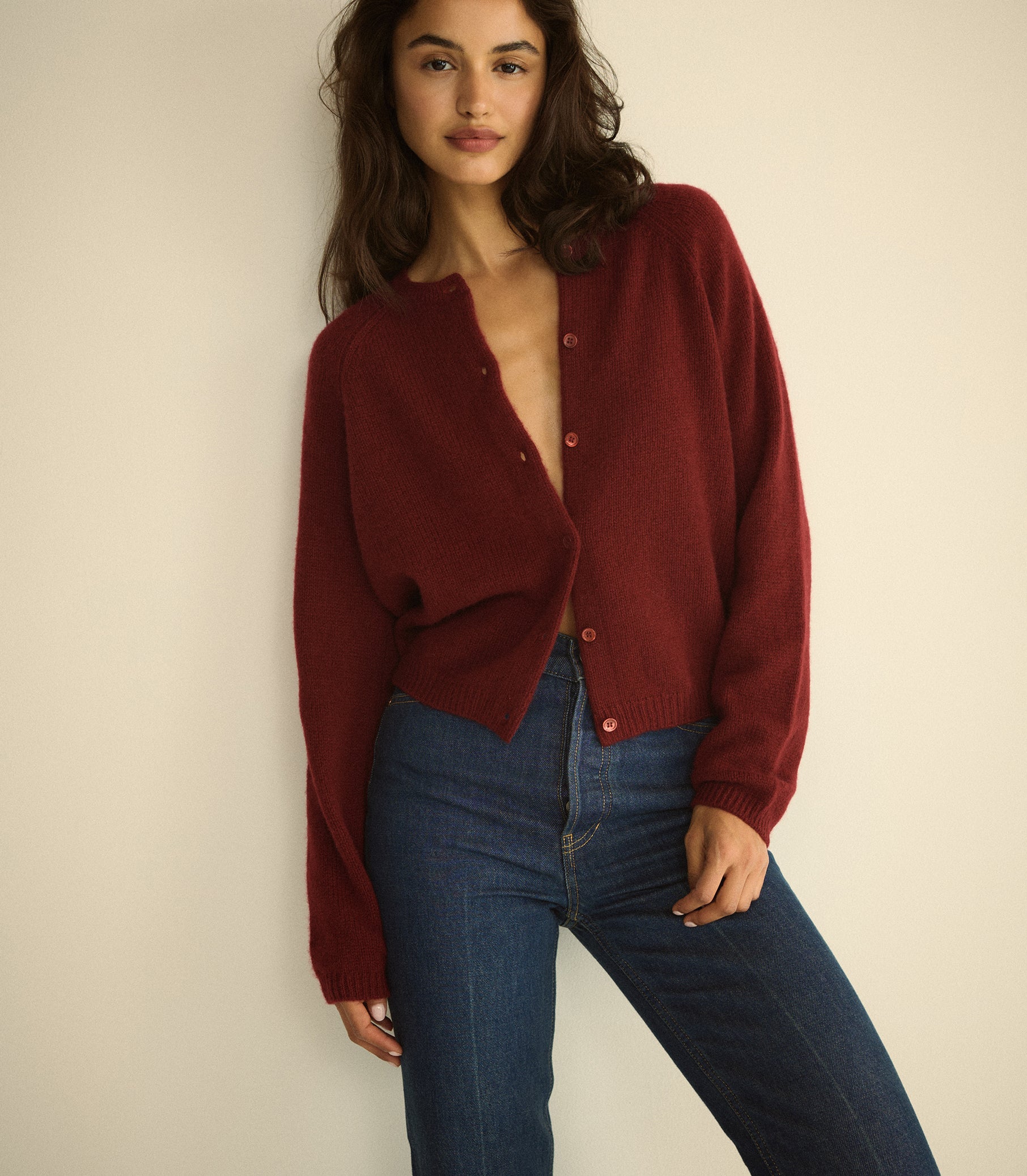 PEROLINE CASHMERE CARDIGAN -- LOIRE ROUGE