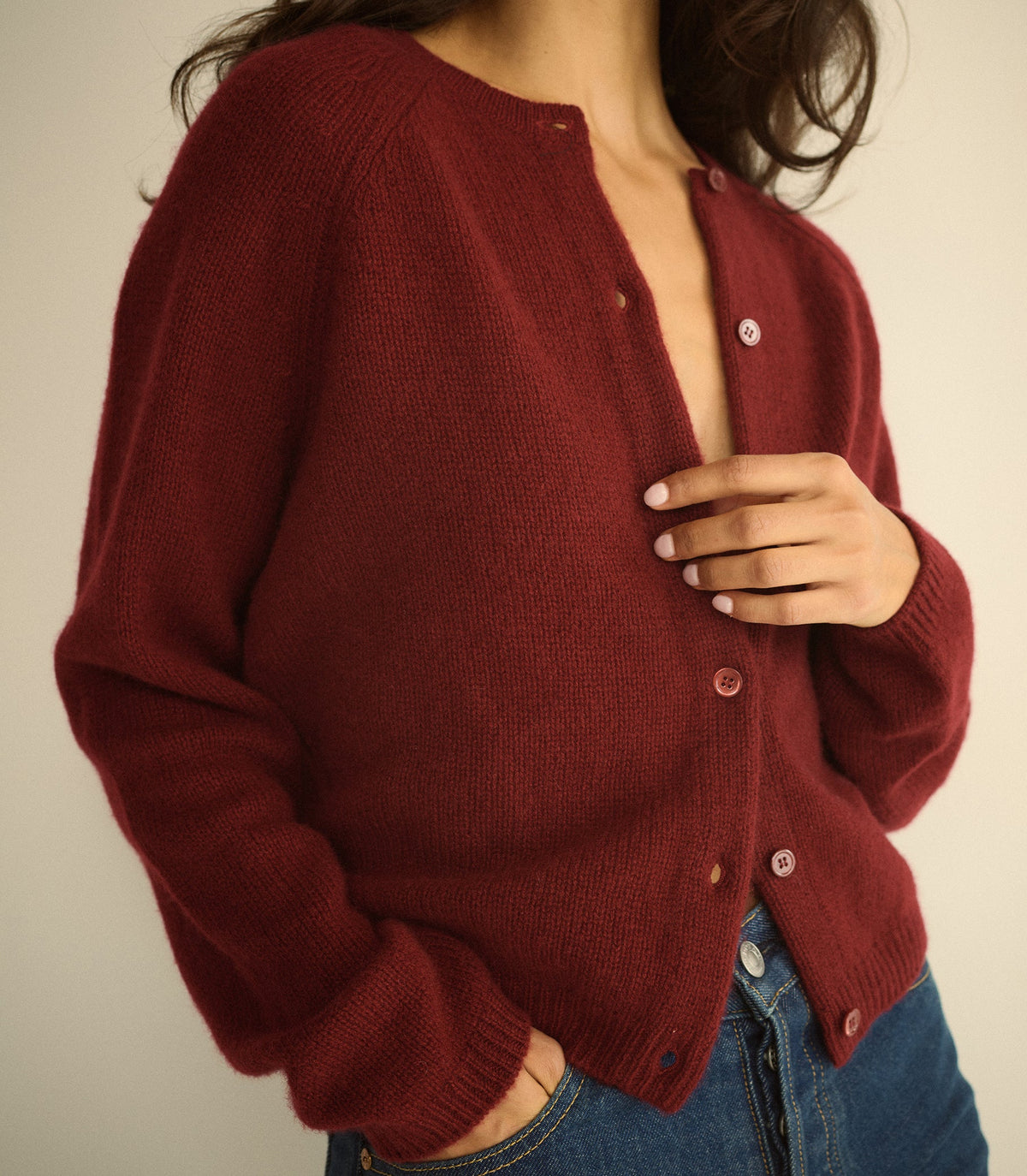 PEROLINE CASHMERE CARDIGAN -- LOIRE ROUGE
