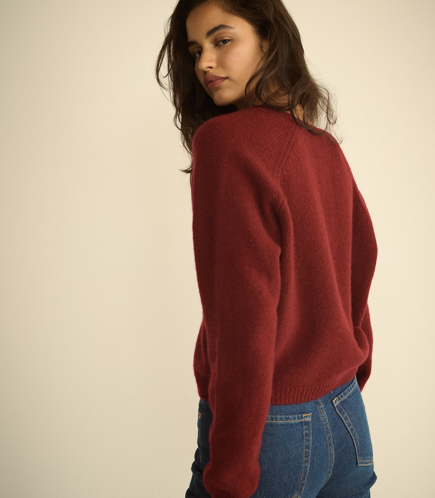 PEROLINE CASHMERE CARDIGAN -- LOIRE ROUGE