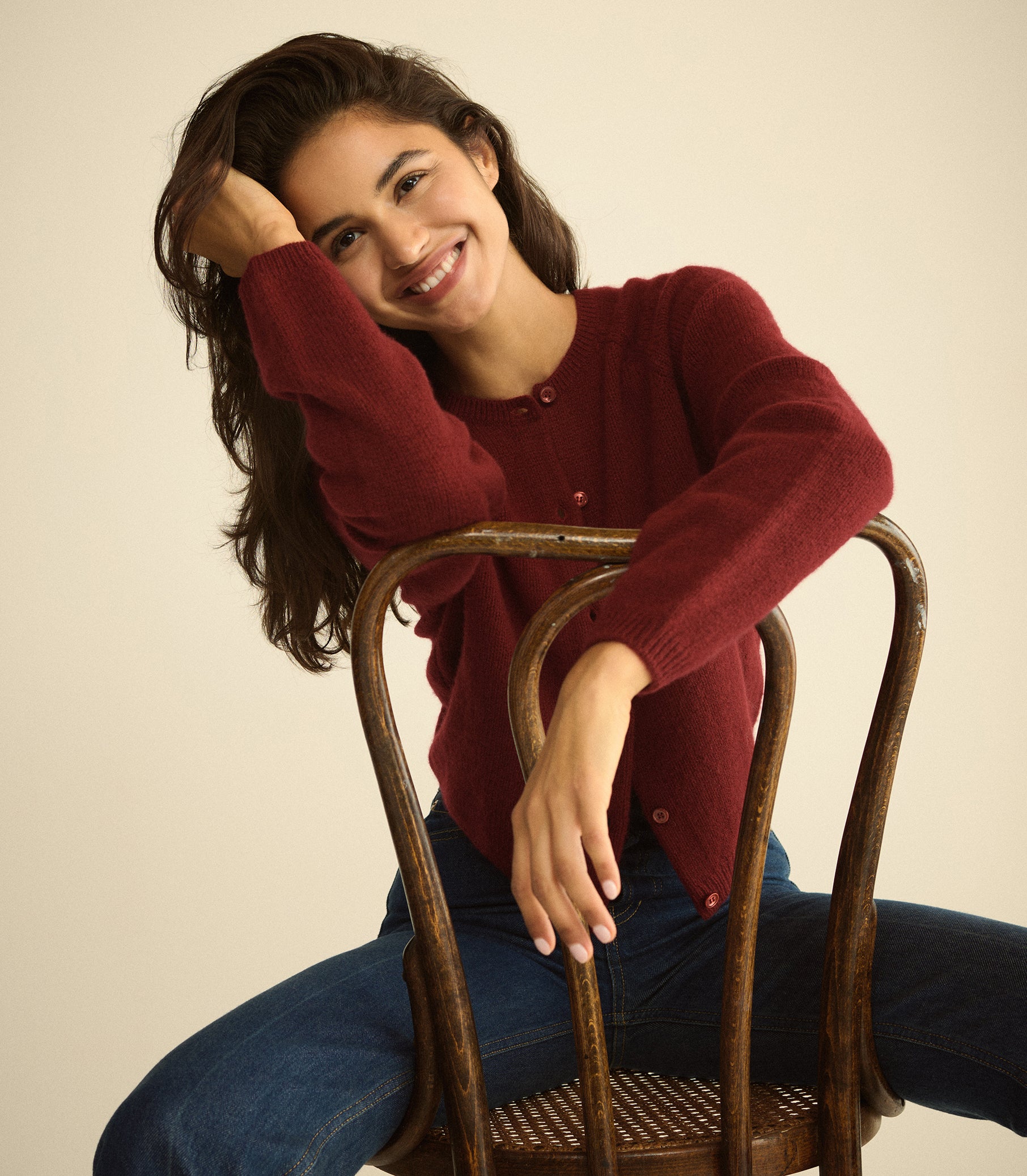 PEROLINE CASHMERE CARDIGAN -- LOIRE ROUGE