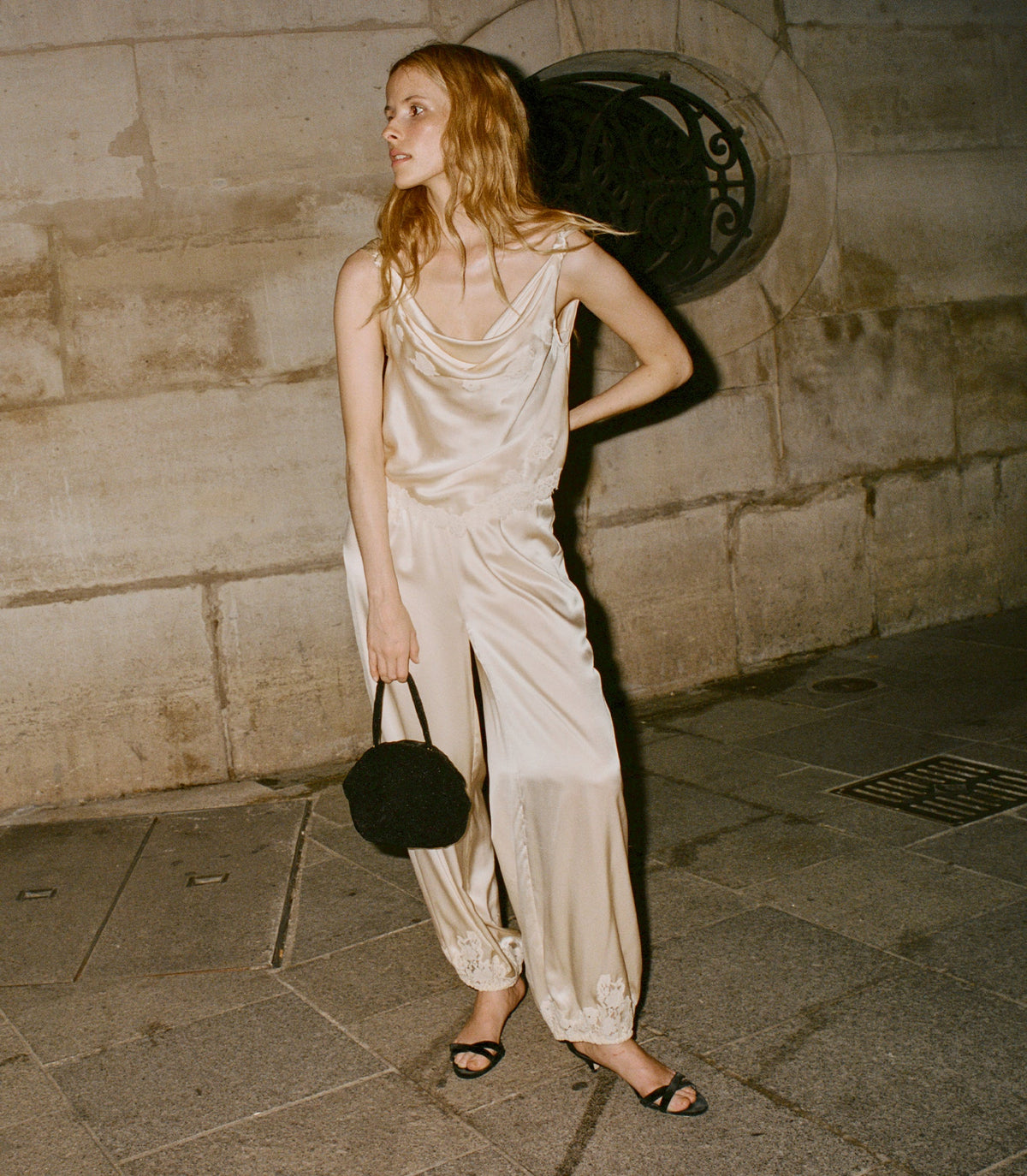 YARIA SILK SATIN PANT -- CANDLELIGHT